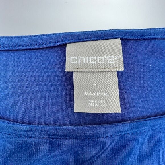 Chicos Blue Bell Sleeve Blouse Size 1/M - Picture 3 of 4
